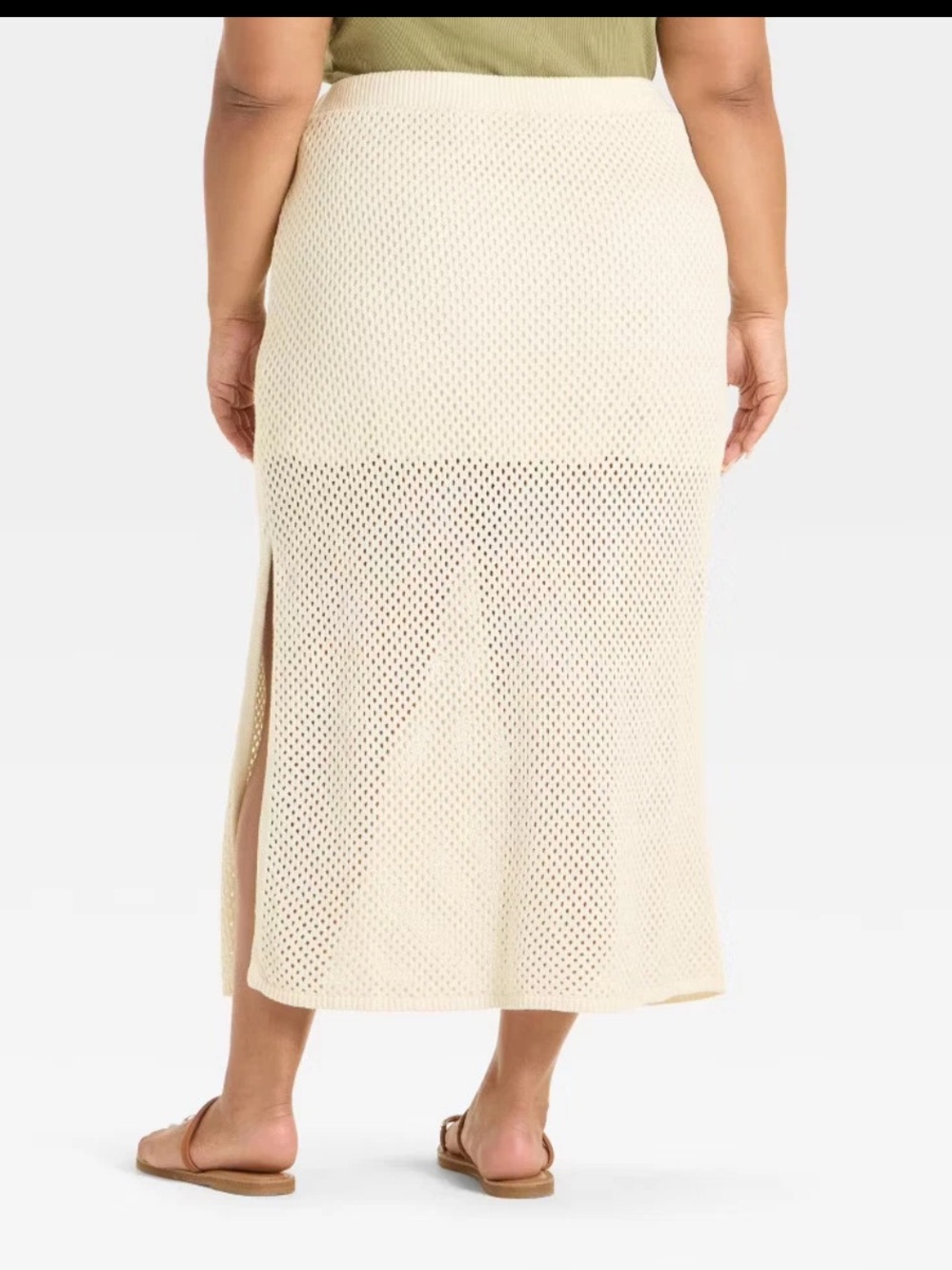 Universal Thread Cream Crochet Midi Skirt - Women's Beach-Ready Knit